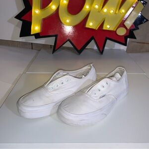 Women’s VANS Lace Up White Canvas Size 4.5 Casual Shoes; Used - no Laces No Box